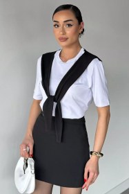 Resim Kadın Şortlu Kalem Etek Siyah TZL-P-00021159 