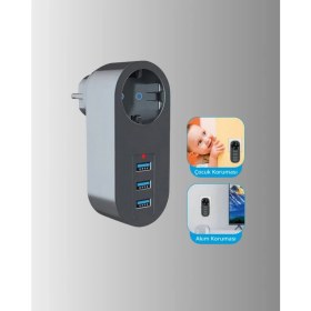 Resim Zero Land Lvsqvr Termal Akım Korumalı 3 Usb'li Güvenli Priz – Akıllı Akım Dengeleme 