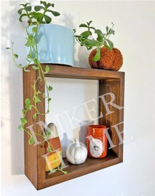 Resim IMKER HOME Ahşap Duvar Rafı Uçan Raf Banyo Mutfak Salon Antre Duvar Düzenleyici Organizer Terek 