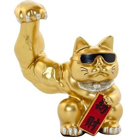 Resim Japon Maneki Neko Şanslı Kedi Figürü Reçine No.3 23x19cm 