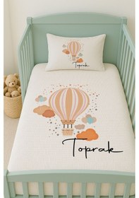 Resim %100 Pamuk İsme Özel İsimli 100x150 Cm Pike Seti Turuncu Balon 