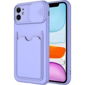 Resim Apple iPhone 11 Uyumlu Kılıf ​sürgülü Lens Koruma Kart Bölmeli Fit Özel Koleksiyon Case 