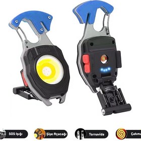 Resim Wison Çok Fonksiyonlu Şarjlı Anahtarlıklı Kamp Feneri Çakmaklı Işıldak Siyah 