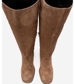 Resim Luvi Shoes Fros Taba Süet Hakiki Deri Kadın Kalın Topuklu Çizme Taba 