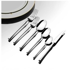 Resim Nehir Marbella Sade 12 Kişilik 72 Parça Kutulu Çatal Kaşık Bıçak Takımı Gümüş 