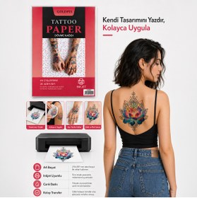 Resim Goldpix Inkjet Geçici Dövme Kağıdı A4 Yazdırılabilir Tattoo Paper 10’lu Set 