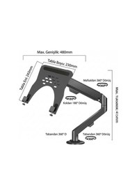 Resim Profesyonel Amortisörlü 2 Si 1 Arada Laptop Ve Monitör Standı Ayarlanabilir Ergonomik Masaüstü Kol, 