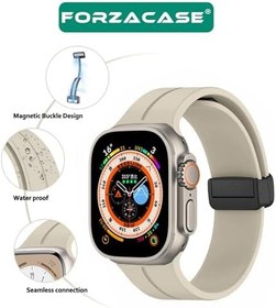 Resim Apple Watch 8 45 mm için Manyetik Tokalı Silikon Kordon Kayış + Ekran Koruma Filmi - FC272 