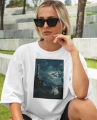 Resim Geceleyin Cenova Feneri Oversize Tişört 