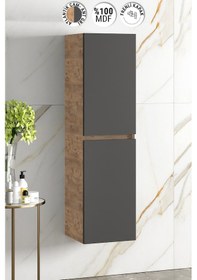 Resim Yıldız 35 130 Cm Atlantik Çam-Antrasit Gri Mat Mdf Asma Banyo Boy Antrasit - Atlantik Çam 