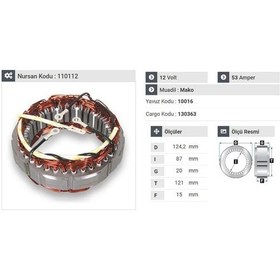 Resim 12v Alternatör Statör Mako Tipi Em 4 Uçlu 