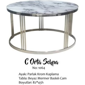 Resim Brc C Orta Sehpa Beyaz 1064 Cam Beyaz Mermer Desenli Transmisyon 