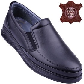 Resim Detector %100 Hakiki Deri Ortopedik Ultra Yumuşak Rahat Esnek Günlük Erkek Ayakkabı Siyah 