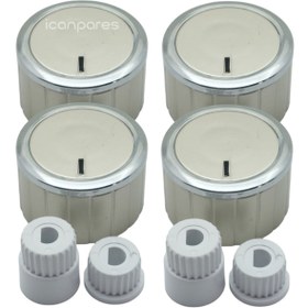 Resim icanPARES Hotpoint Ariston-ıcf-ınterfox Uyumlu Ankastre Set Üstü Ve Ocak 4 Lü Düğme Takımı - Aynalı Inox 