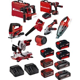 Resim Einhell Kit15 18V Li-ion 8 Akülü Taşlama + Sds Matkap + Dekupaj Testere + Kırıcı Delici Set 