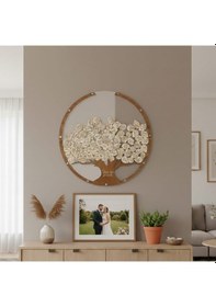 Resim Düğün-nişan- Misafir Hatıra Anı Kutusu Yuvarlak 50 Cm Çapında Hayat Ağacı Şeffaf Pleksi Şövale Ve Kalem Hediyeli 