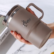 Resim 19.3oz Paslanmaz Çelik Kahve Kupası, Kapak & Kaşık ile - Tekrar Kullanılabilir, Sadece Elde Yıkanabilir, Ofis, Öğrenciler, Spor & Dış Aktiviteler için Yalıtımlı Seyahat Kupası - Tatiller için Mükemmel Hediye, Kahve Fincanı 