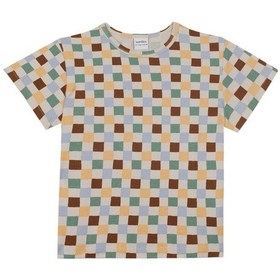 Resim Antebies Organik Gots Sertifikalı Pastel Damalar Desen Bel Lastikli Tshirt Pantolon Erkek Çocuk Pijama Takımı Bej 