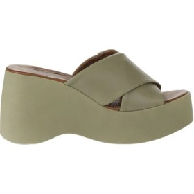 Resim Bueno Shoes Haki Deri Kadın Dolgu Topuklu Terlik 01WY9005 01WY9005 