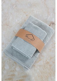 Resim Zeynep Tekstil Royality 50x90 70x140 Cm 2'li Banyo Havlu Seti, %100 Pamuklu Havlu Takımı Gri 