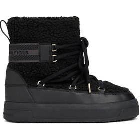 Resim Tommy Hilfiger Faux Shearlıng Snowboot Siyah Kadın Kar Botu Siyah 