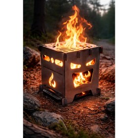 Resim Özbience Yüksek Kapasiteli Katlanabilir Kamp Ocağı, Çantalı ve Kül Tablalı 