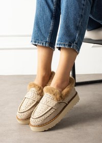 Resim ShoeTek Liyi Kadın Kısa İçi Kürklü Hafif Tabanlı Bej Süet 