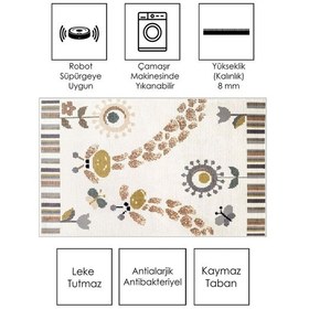 Resim West Home Makinede Yıkanabilir Kaymaz Taban Leke Tutmaz Hayvan Figürlü Bebek Ve Çocuk Halısı Wh 571 Beige 