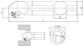 Resim S Sistem - ISO SDXCR/L 93° İç Çap Torna Kalemi 