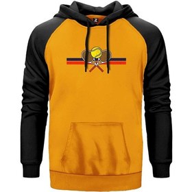 Resim Tennis Racket Retro Sarı Renk Reglan Kol Sweatshirt Sarı 