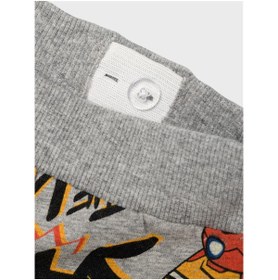 Resim Erkek Çocuk Süper Kahraman Desenli Pamuk Eşofman Altı-Regular Fit - Gri-Melanj / 1,5-2 Y 