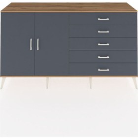 Resim Hyperion Konsol 4 Raflı 5 Çekmeceli 2 Kapaklı 176x44x99 Çam-antrasit Atlas Çam/antrasıt - Atlas Çam 