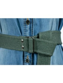 Resim Fashion Moon Yeşil Palaska Silver Renk Çift Dikdörtgen Şeklinde Tokalı Erkek Kadın Genç Çocuk Kemer 