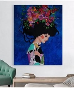 Resim StellaStore Yağlı Boya Tasarımlı-soyut Renkli Kız Kanvas Tablo, 80 x 120 mmc1631 