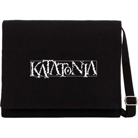 Resim Katatonia Logo Siyah Kanvas Postacı Çantası - Siyah 