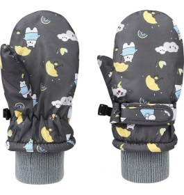 Resim Huluwa Kış Açık Kayak Artı Kadife Çocuk Eldivenleri (Yurt Dışından) 