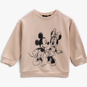 Resim Kız Bebek Mickey & Minnie Mouse Baskılı Sweatshirt Lisanslı Pamuklu 