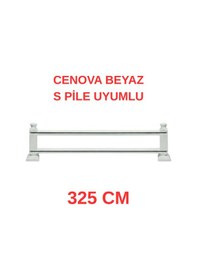 Resim Cenova S Pile Ve Perde Düğmesi Uyumlu Çetray Çift Raylı Modern Ahşap Rustik Beyaz 325 Cm Beyaz 