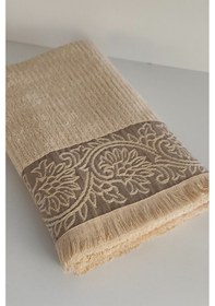 Resim Bambu Kabartma Bordürlü Banyo Havlusu - Ekstra Yumuşak & Su Emici Cappuccino 