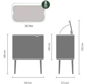 Resim Brabantia Çöp Kutusu 36 Lt Dokunmatik Bo Touch Platinium 315787 