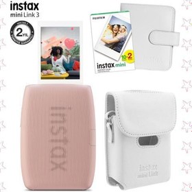 Resim mini Link 3 Pembe Akıllı Telefon Yazıcısı Beyaz Çanta Deri Albüm ve 20'li mini Film 