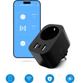 Resim USB Type-C Akıllı Wi-Fi Priz Akım Korumalı ve Uzaktan Kontrollü 