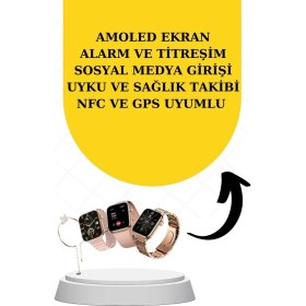 Resim Marsilyan Bileklikli Amoled Ekran Akıllı Saat ve Dijital Göstergeli Kablosuz Bluetooth Kulaklık Anc/ Enc 