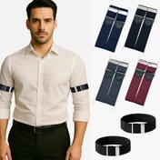 Resim 1 Çift Erkek Elastik Kol Bandı - Ayarlanabilir 3.73cm Kollu Tutucular, Anti-Slip Gömlek Manşet Bantları, Ofis ve Günlük Giyim için, Unisex, Siyah ve Beyaz Çizgili Tasarım, Hediye İçin Mükemmel, Ofis Aksesuarı | Şık Manşet Tasarımı | Dayanıklı Kumaş 