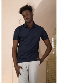 Resim Paul Martin Örme Polo Yaka Regular Fit Pamuklu Ve Likralı T-shirt Lacivert 