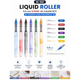 Resim Writech W-501 Liquid Roller 0,5 mm 6 Renk Jel Kalem Seti 