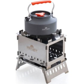 Resim Katlanır Kamp Sobası Izgaralı Taşınabilir Outdoor Kamp Ocağı Paslanmaz Çelik Gümüş 