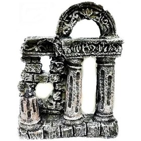 Resim Sütunlu Harabe Kaya Akvaryum Dekoru 22 CM Gri 