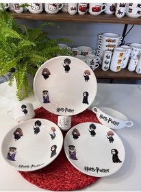 Resim 6 Parça Harry Potter Model Çocuk Yemek Takımı Beslenme Seti Çok Renkli 
