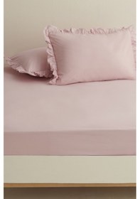 Resim Karaca Home Basic %100 Pamuk King Kişilik Düz Çarşaf Pudra 